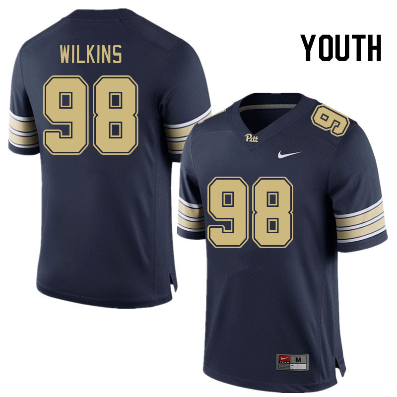 Youth #98 Brock Wilkins Pitt Panthers College Football Jerseys Stitched Sale-Navy